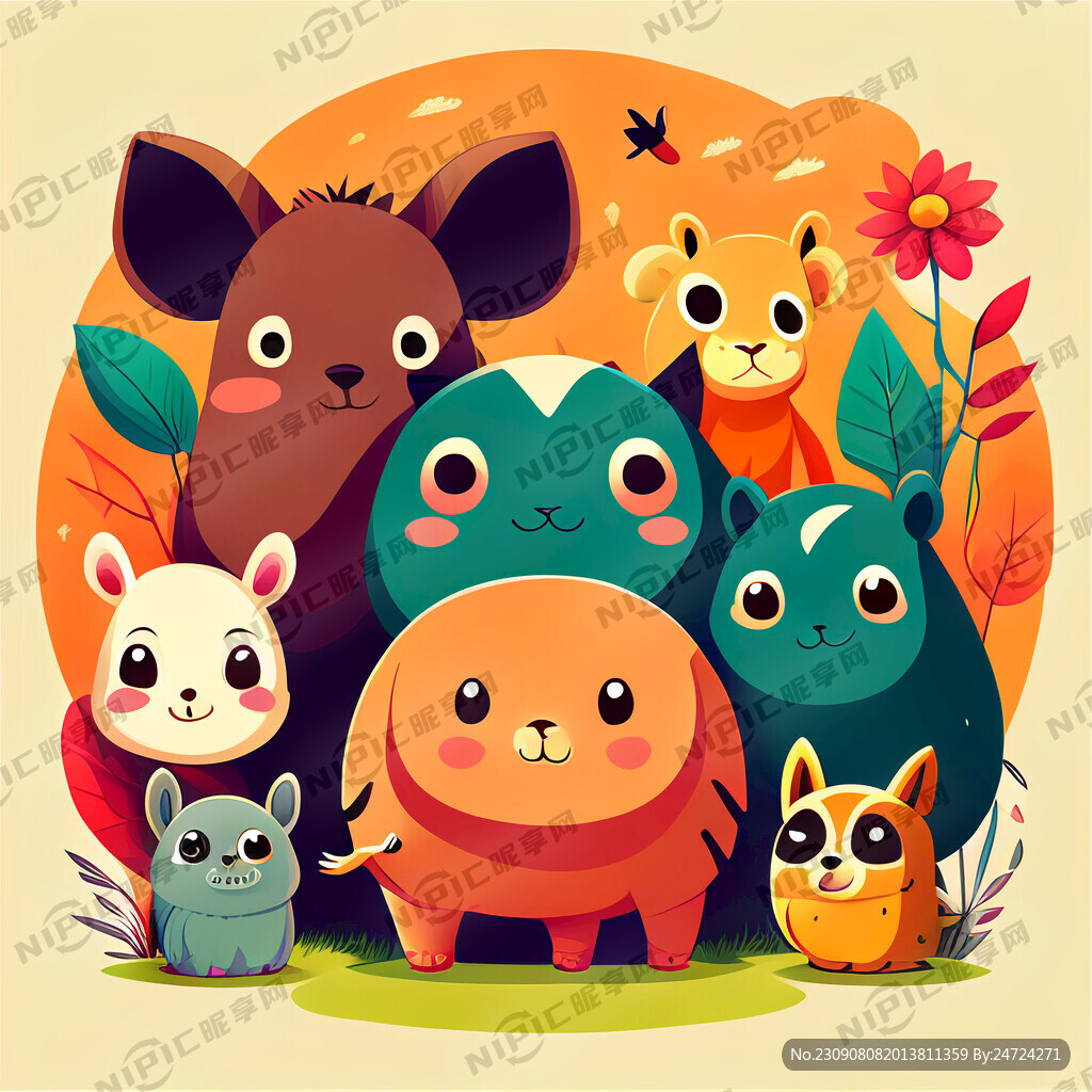 卡通 动物 矢量图 可爱 背景