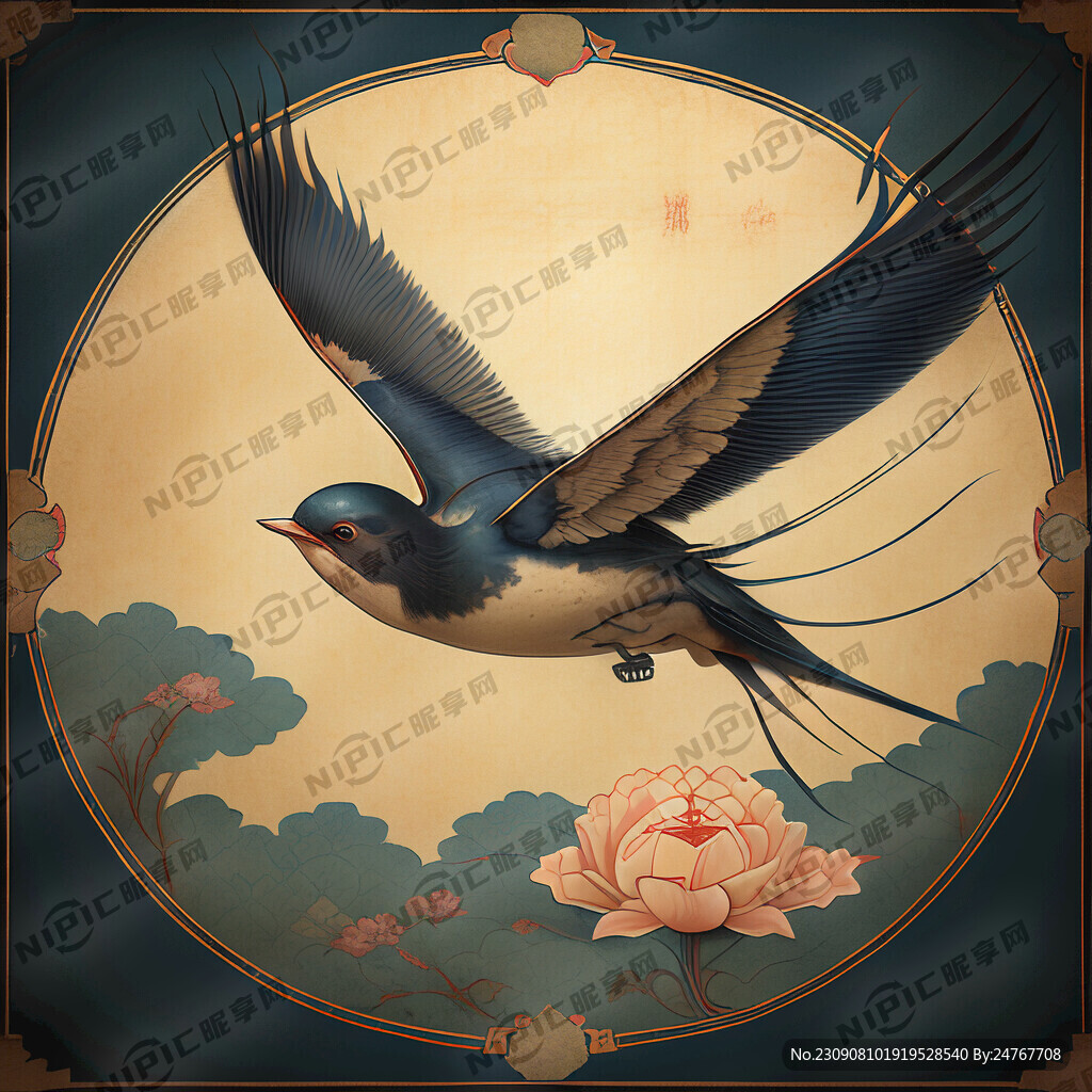 飞翔的燕子唐卡