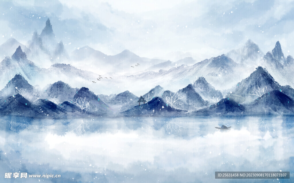 大气水彩山水背景