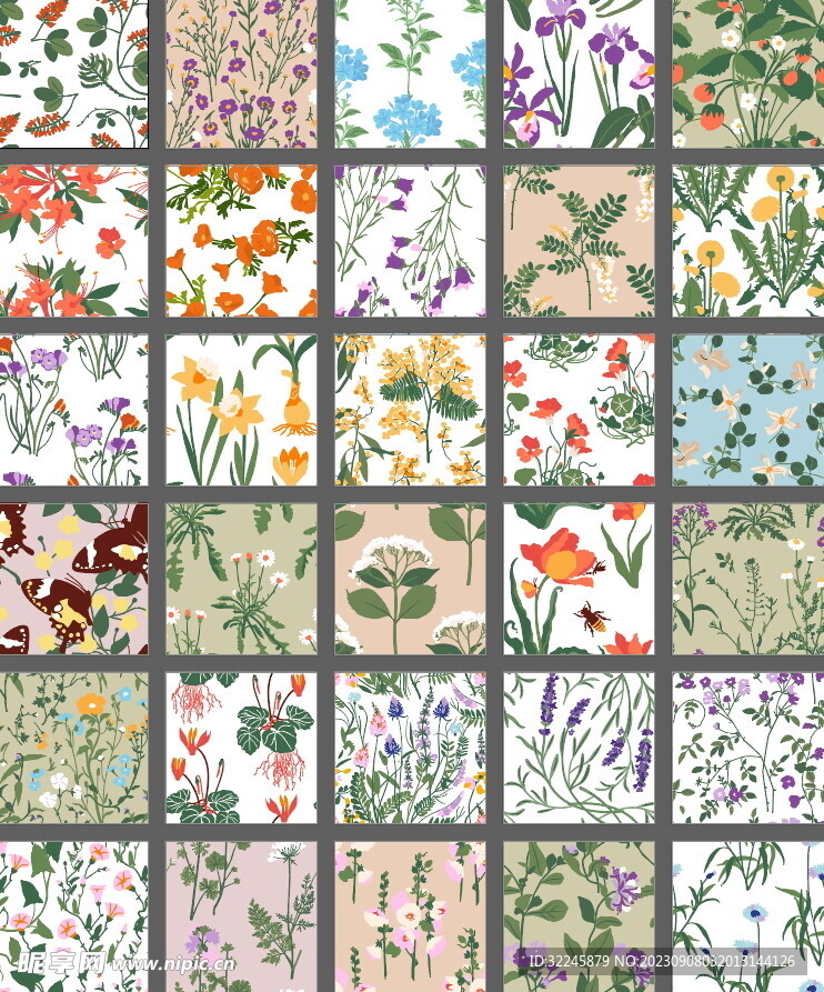 现代花卉花朵图案印花