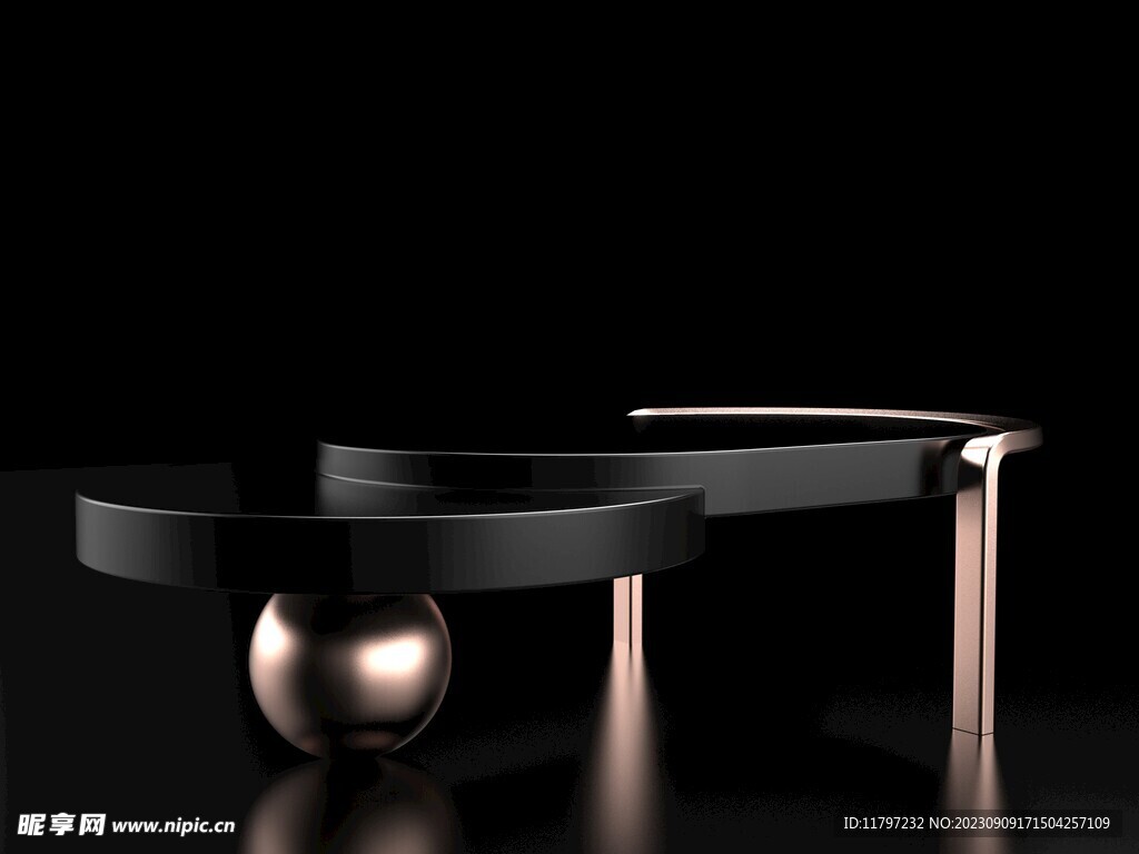 高端黑色茶几展台3D背景