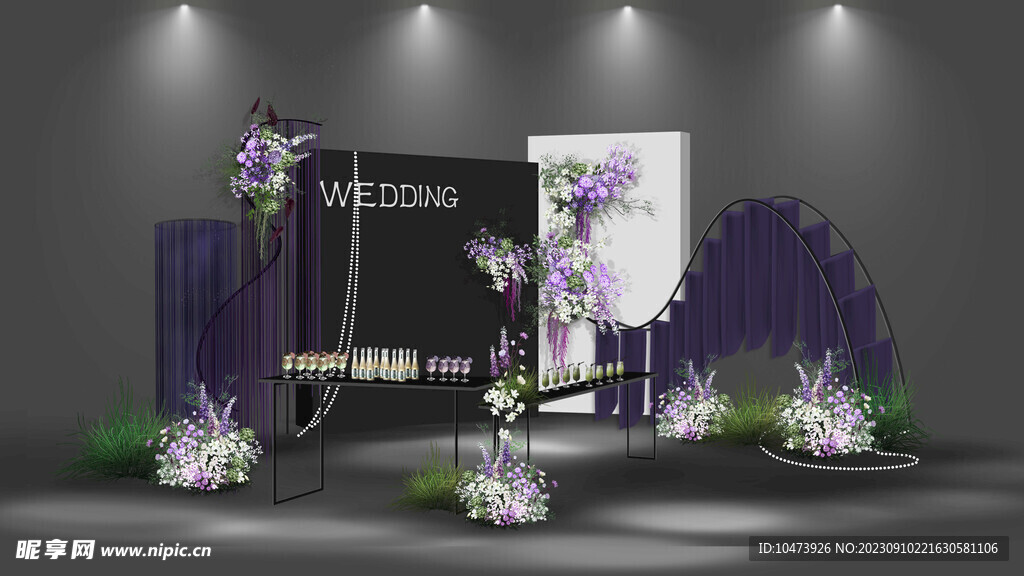 布艺迎宾区婚礼效果图