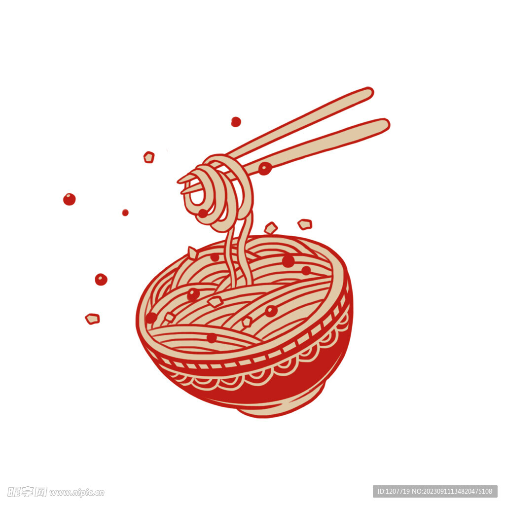 卡通简约面条免抠素材