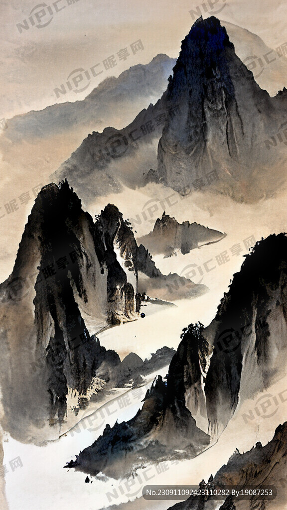 山谷 中国风 中国画 山水