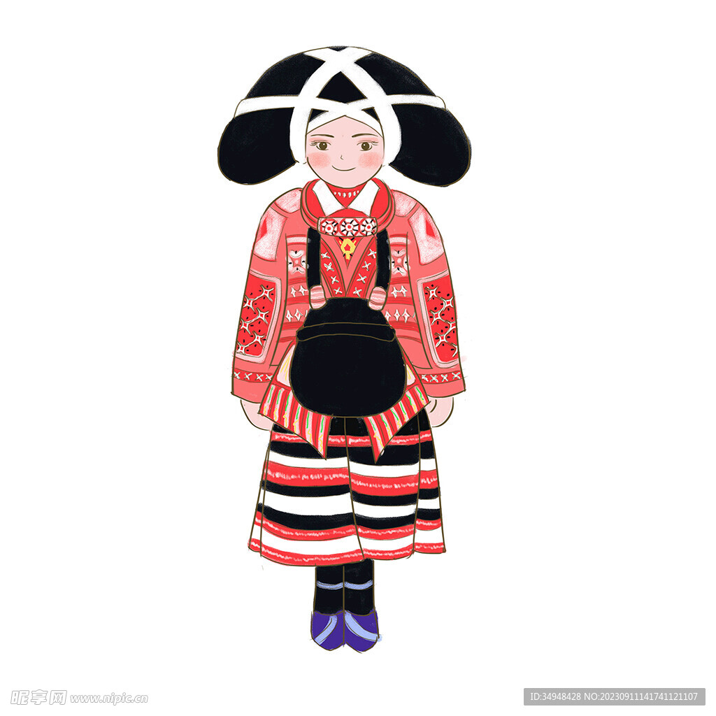 贵州少数民族之苗族长角苗姑娘