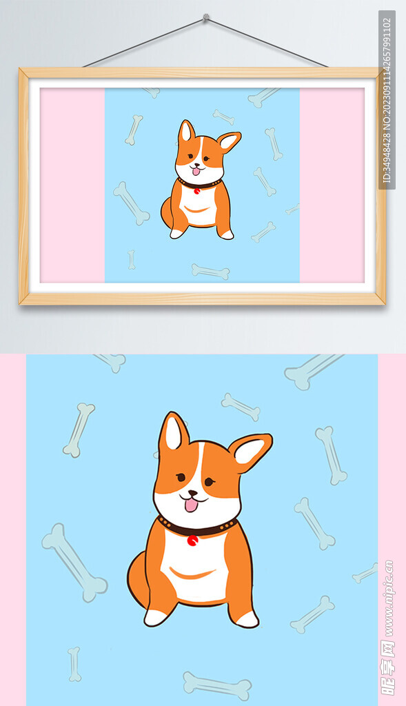 可爱的柯基狗狗分层psd素材