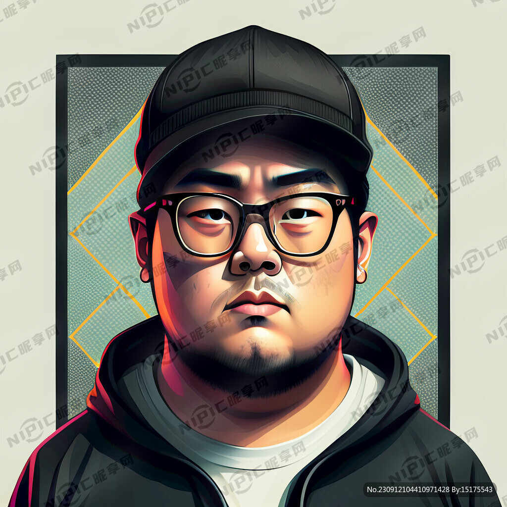 几何构成 滑板背景 黑框眼镜男