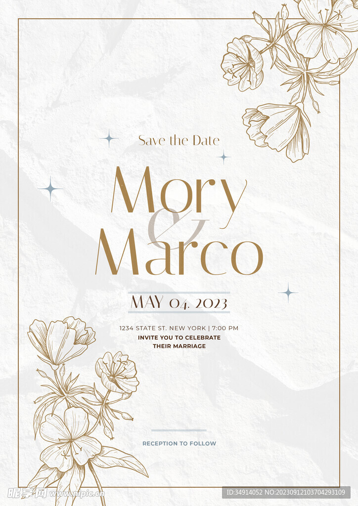  PSD 花卉婚礼庆典海报模板