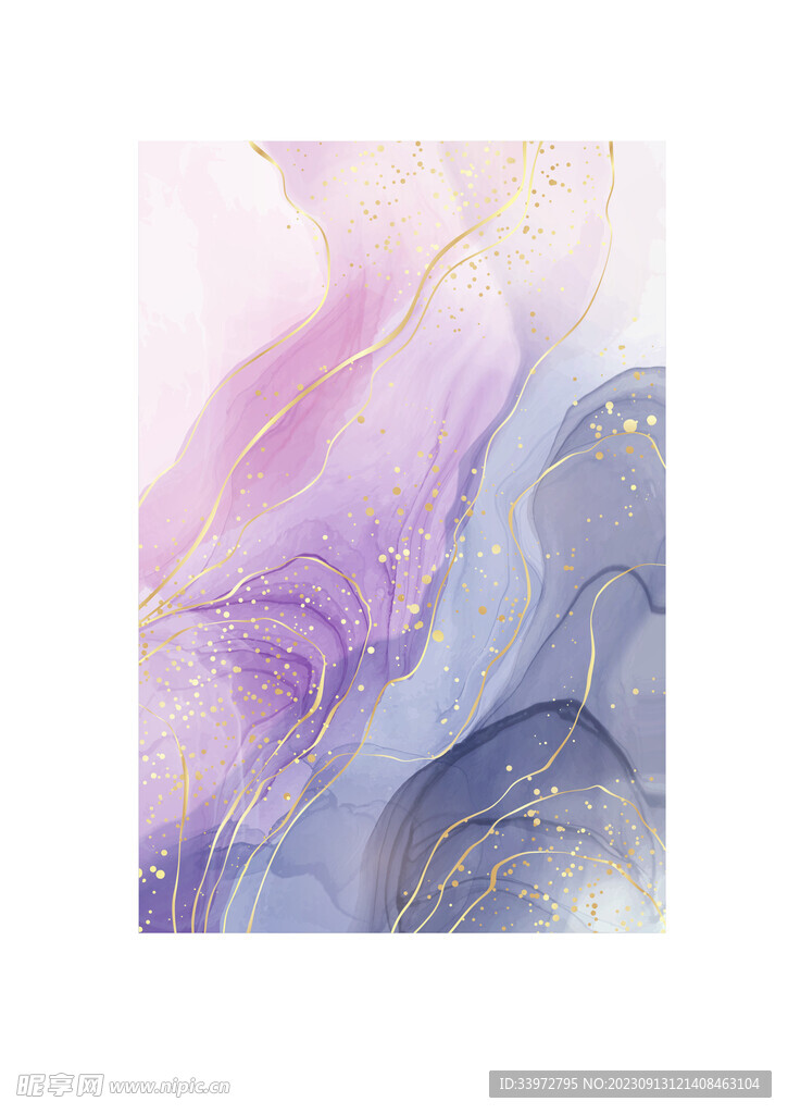 紫罗兰色 液体水彩背景 