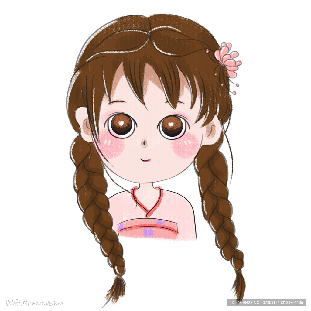 q版古风小女孩头像可爱插画