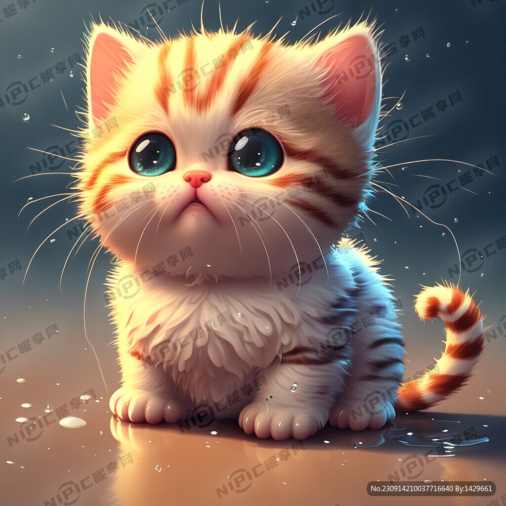 穿尿不湿的可爱卡通小猫