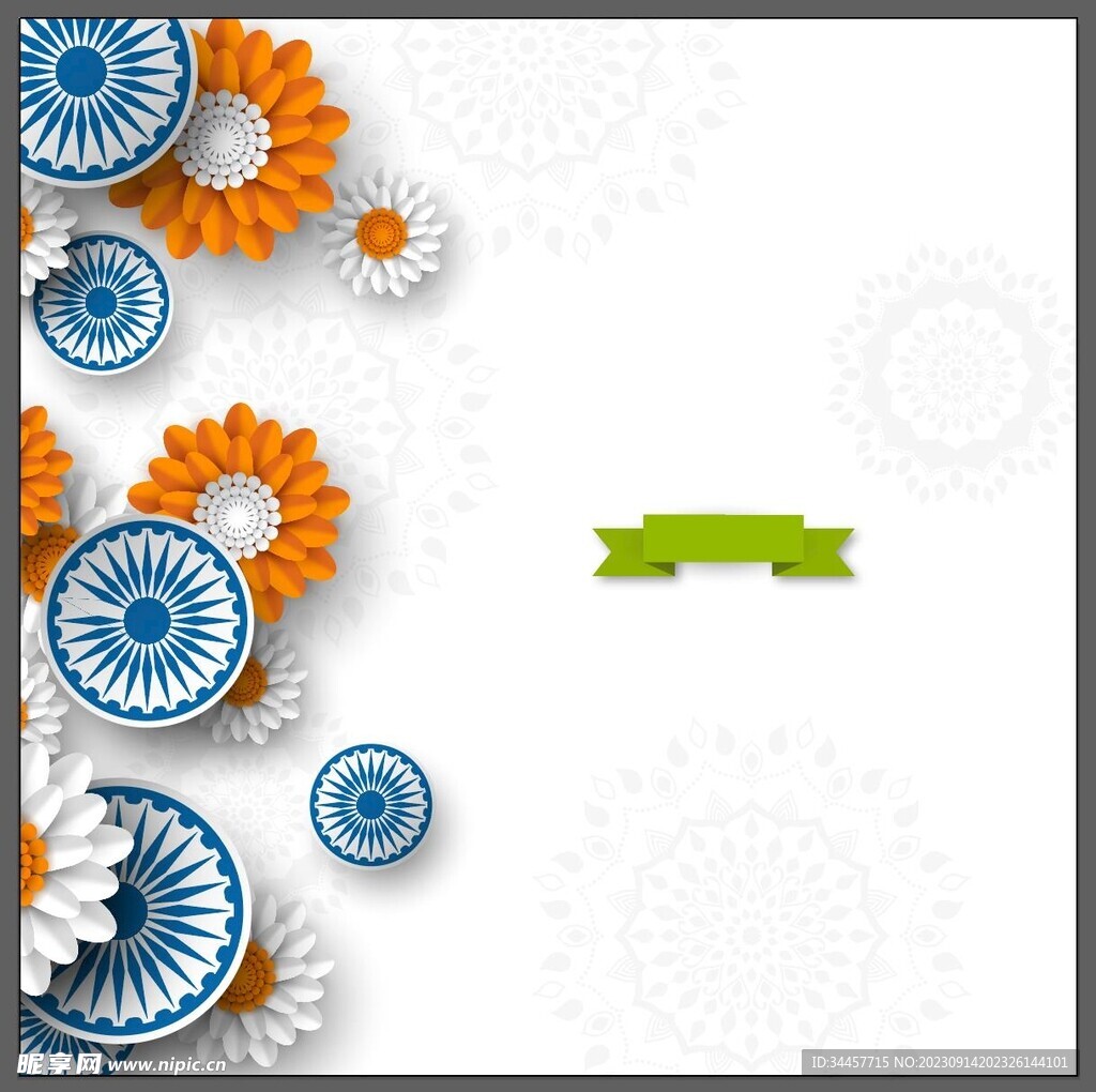 剪纸花朵装饰背景