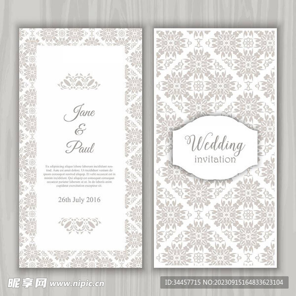 花纹婚礼邀请卡
