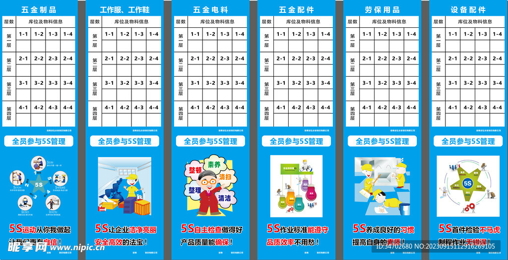 5S仓库管理分类展板