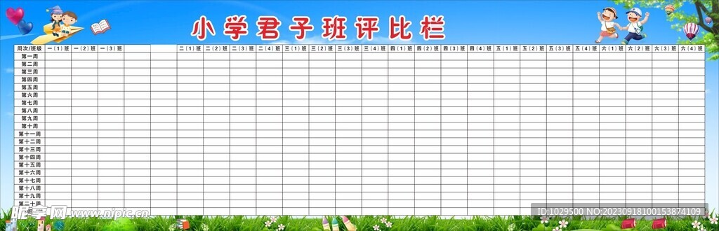 小学君子班评比栏 