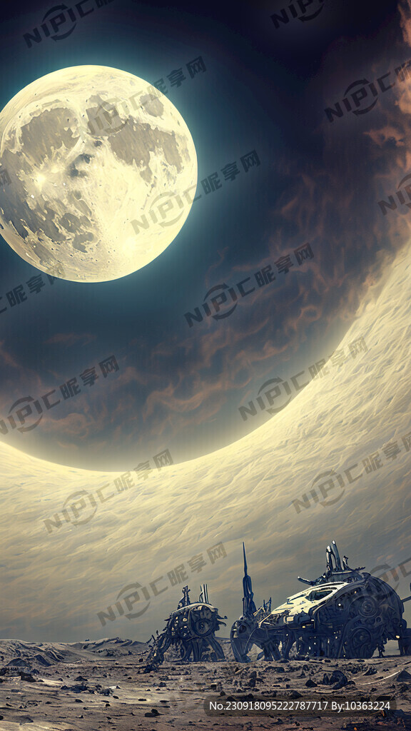 月球 戏剧性的光 外星机械