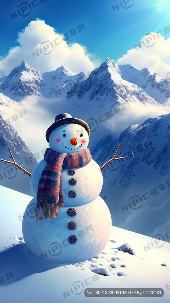 美丽的雪 梦幻 山 蓝天白云