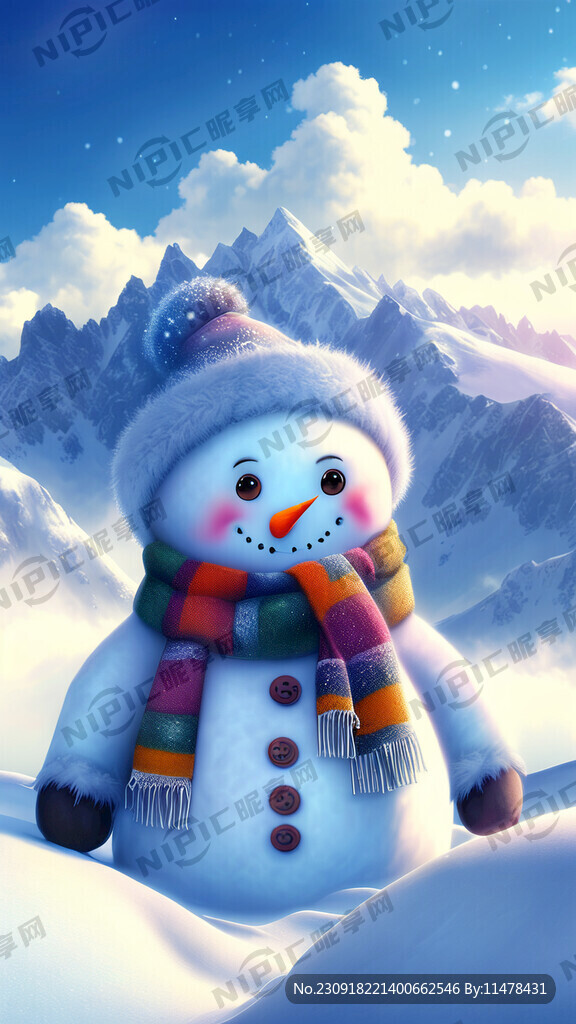 美丽的雪 梦幻 山 蓝天白云