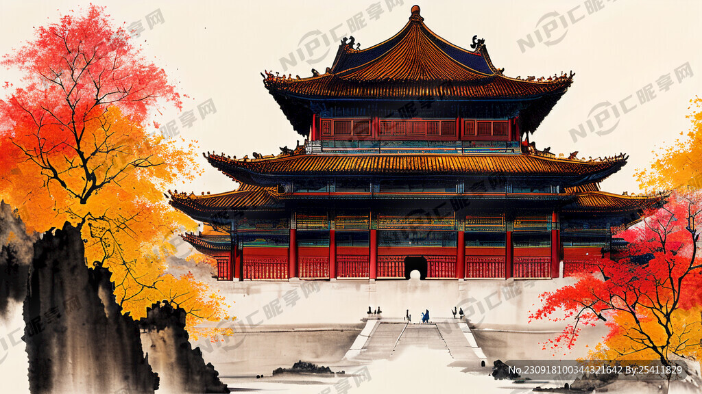 黄金比例构成 中秋国庆 中国风