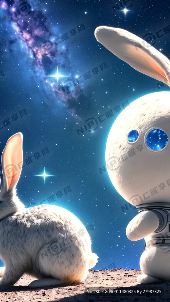 我要一张兔子登陆月球的图片