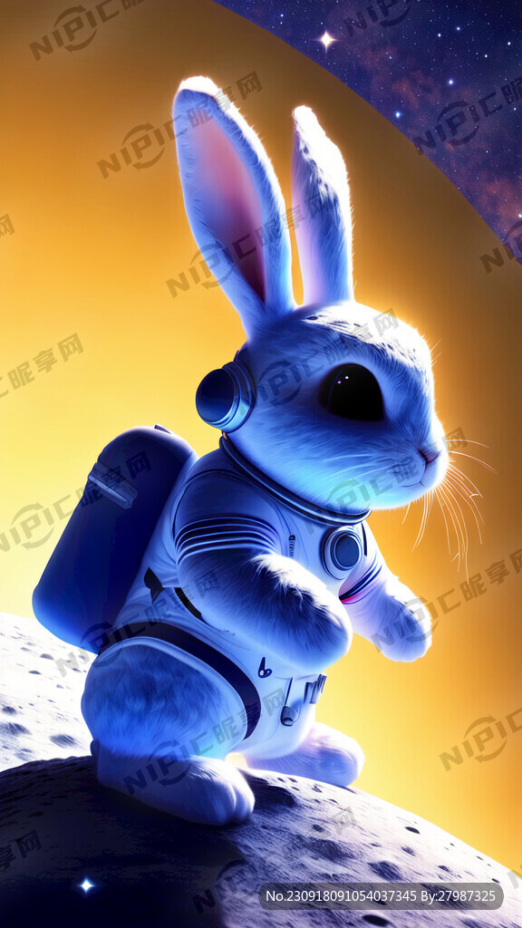 我要一张兔子登陆月球的图片