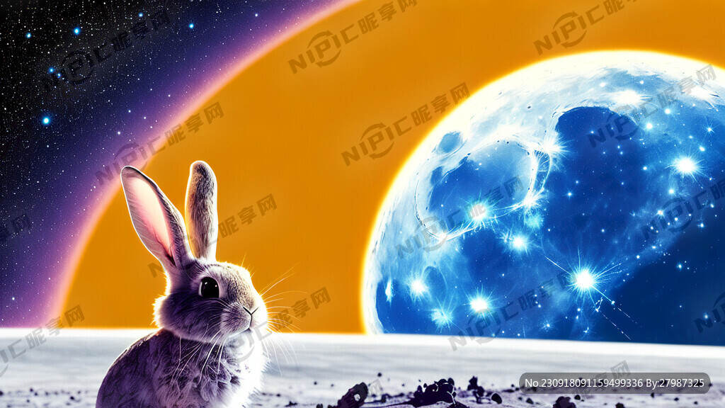 我要一张兔子登陆月球的图片