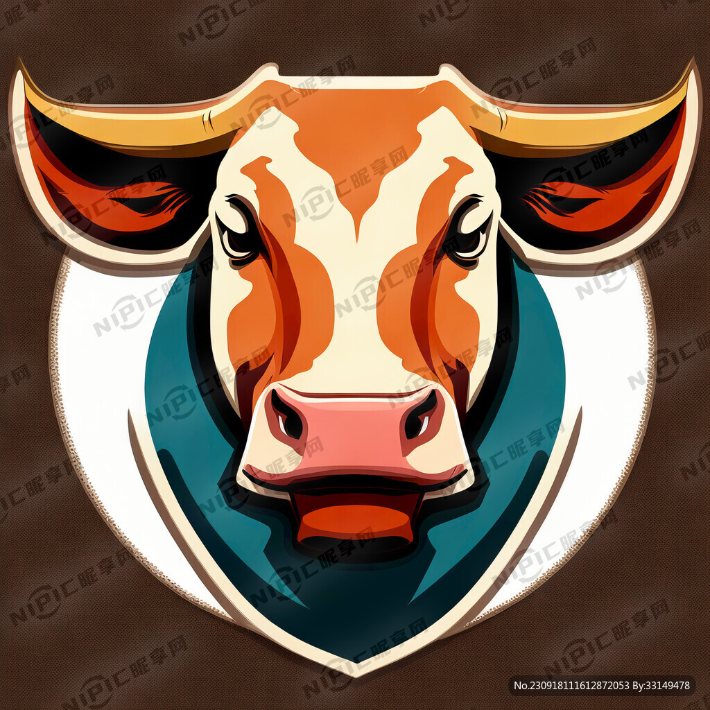 卡通牛头像标志