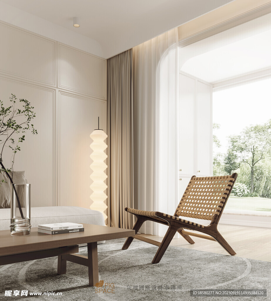 奶油风卧室效果图