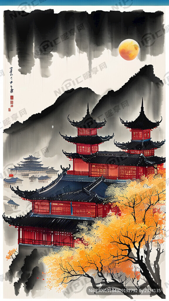 俯视构图层次丰富洛阳城 中秋节