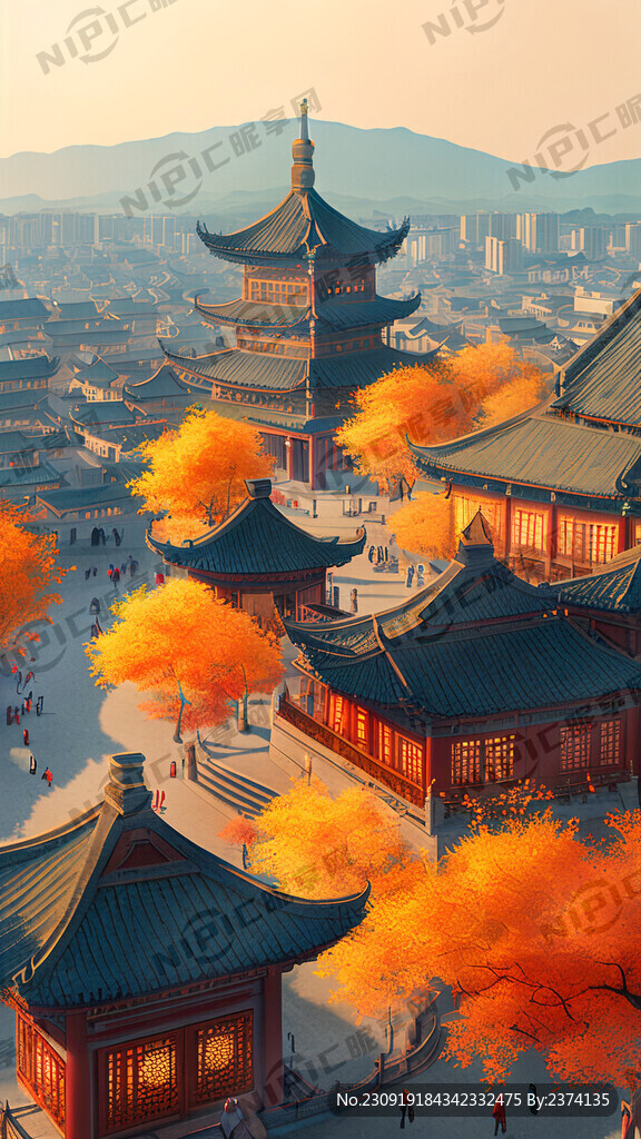 俯视构图层次丰富洛阳城 中秋节