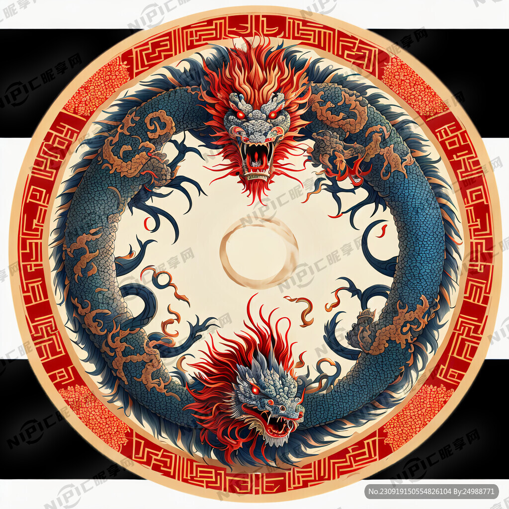 画一张有八条龙的圆形图案