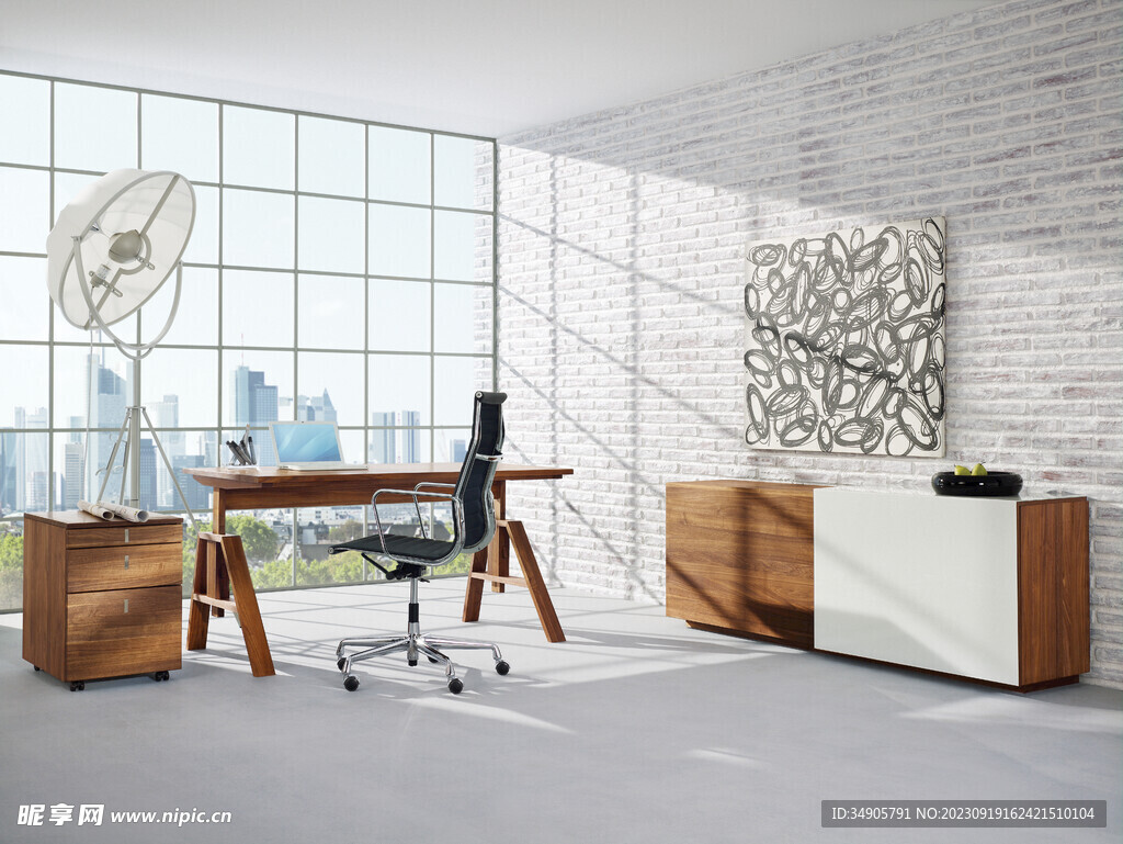 办公 桌 椅 台 极简 背景 