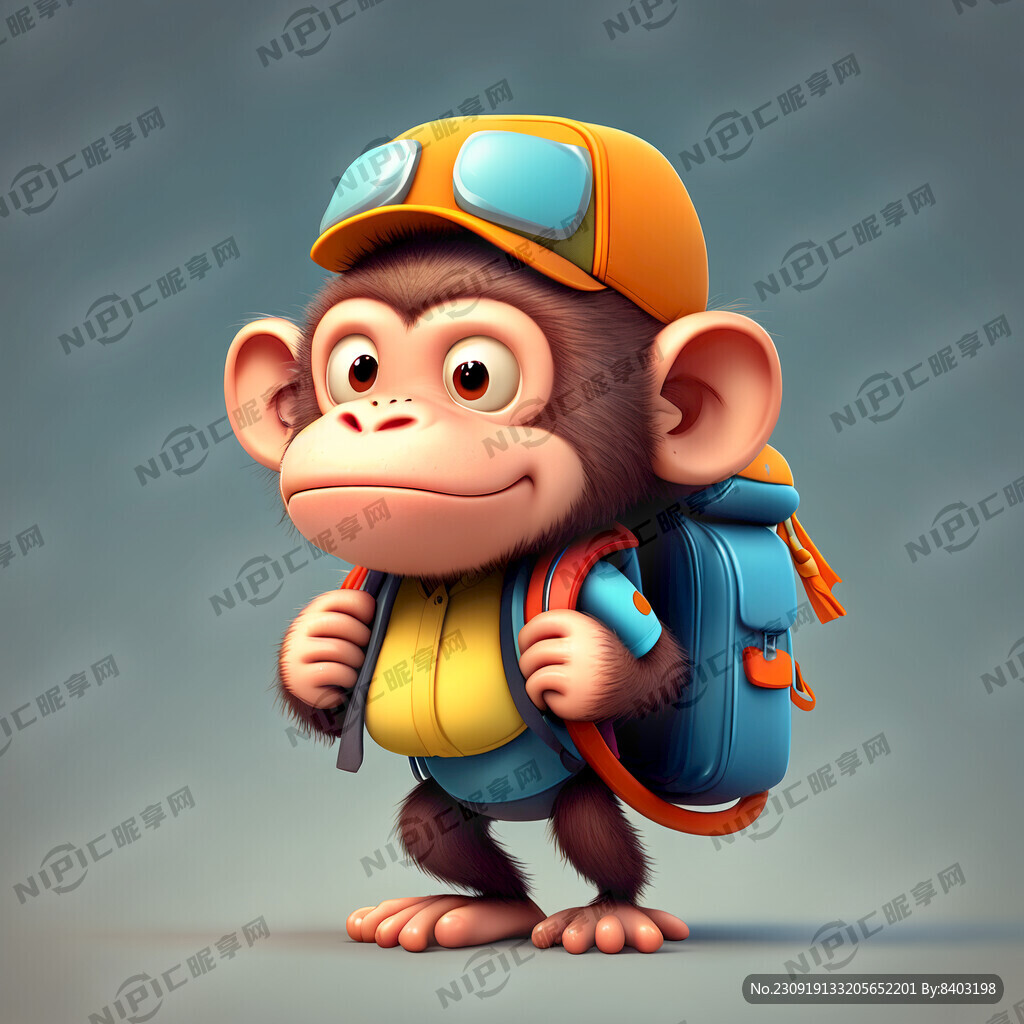 卡通人物 猴子 去旅行