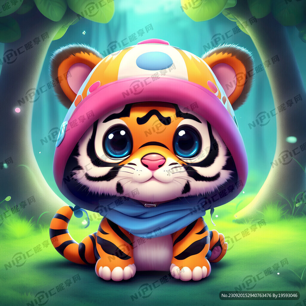 3D气垫材质虚拟梦幻萌可爱带帽