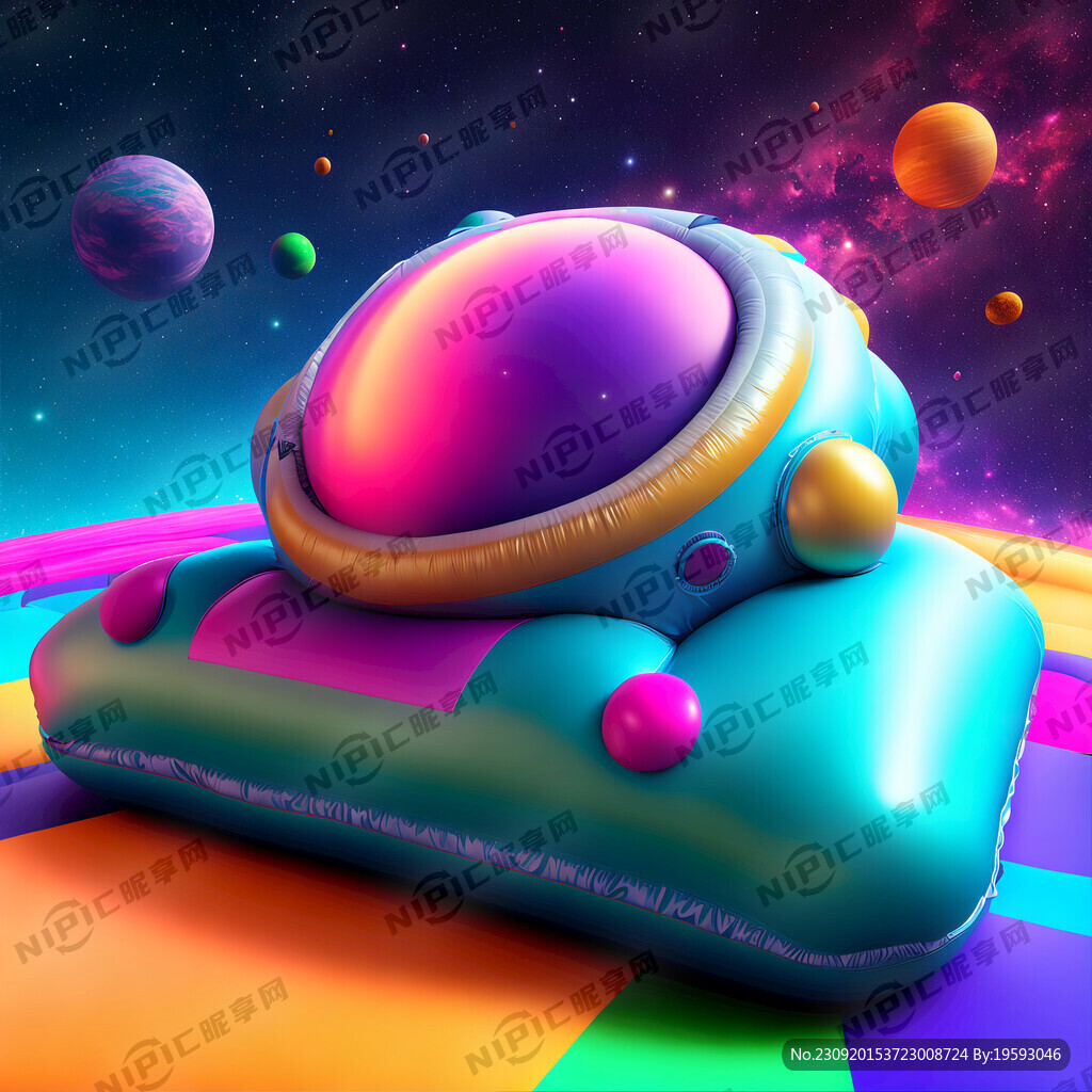 3D气垫材质虚拟梦幻五彩太空