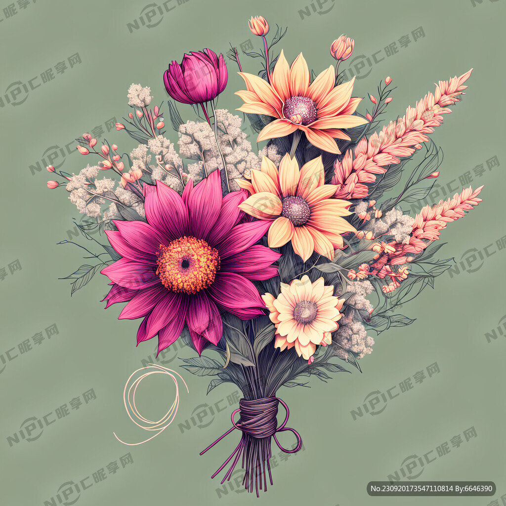 线条组成的一束花朵