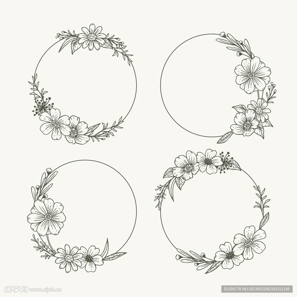 线描植物花卉边框