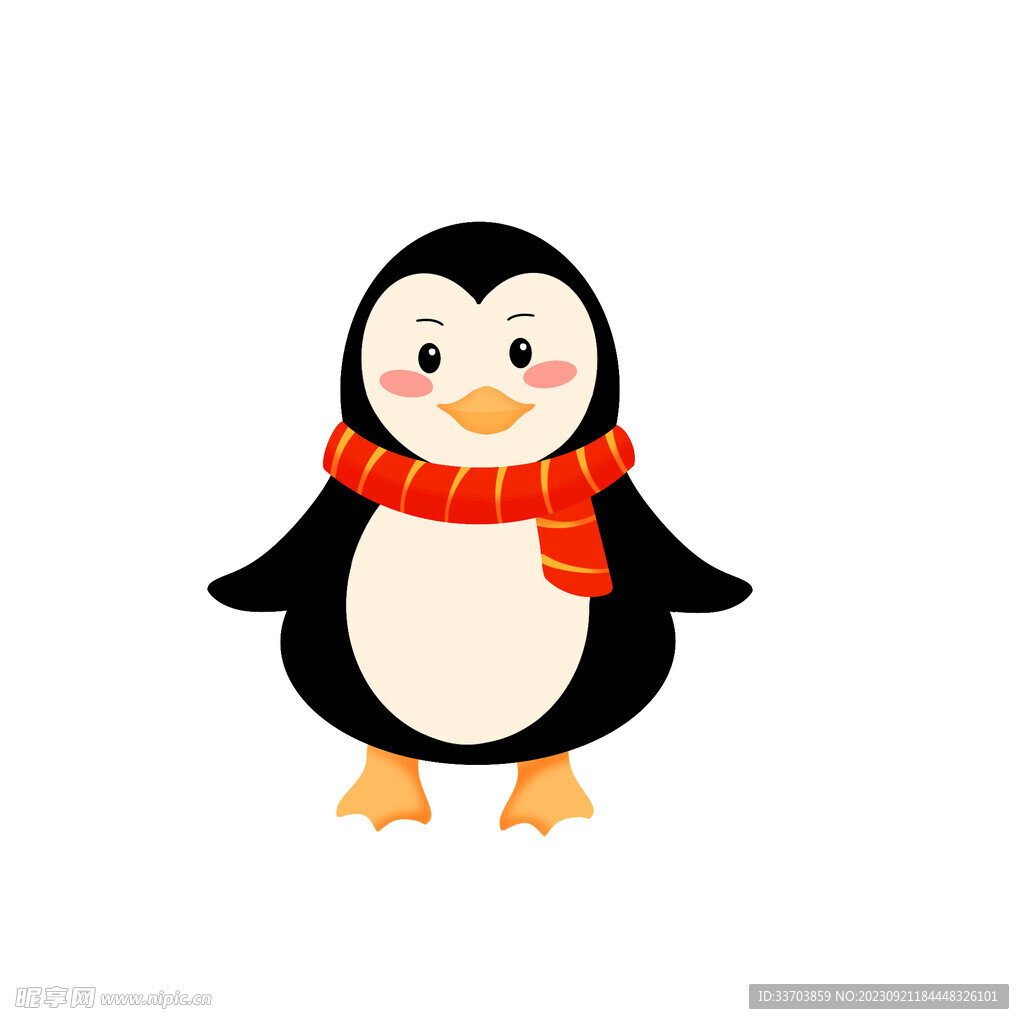 卡通企鹅冬天动物元素