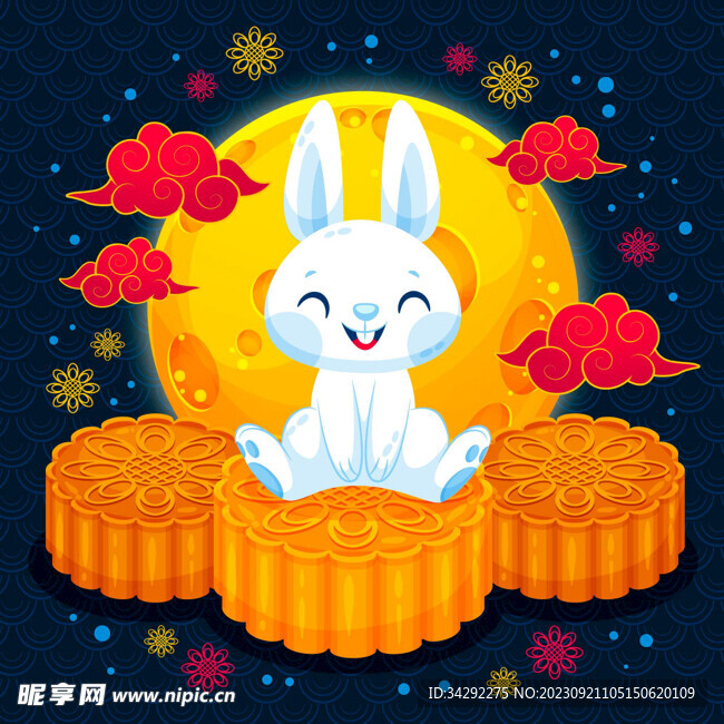 兔子月饼插画