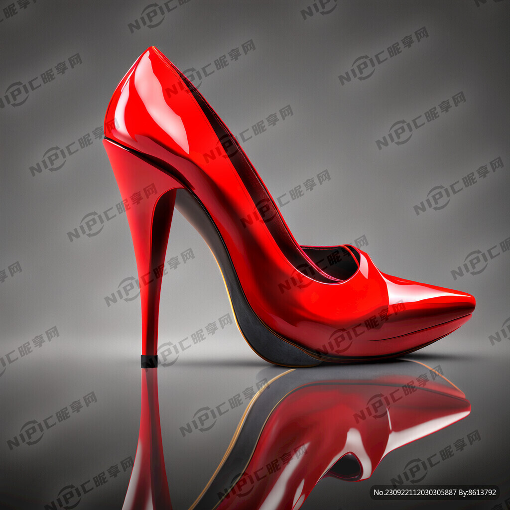 带背景的红色高跟鞋