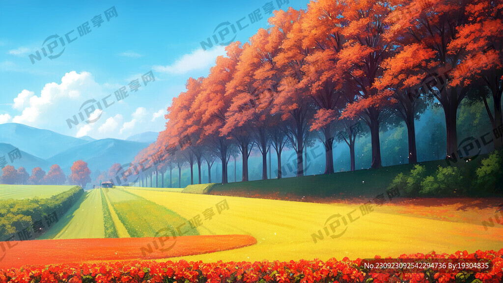 卡通画 秋天丰收背景 无限细节