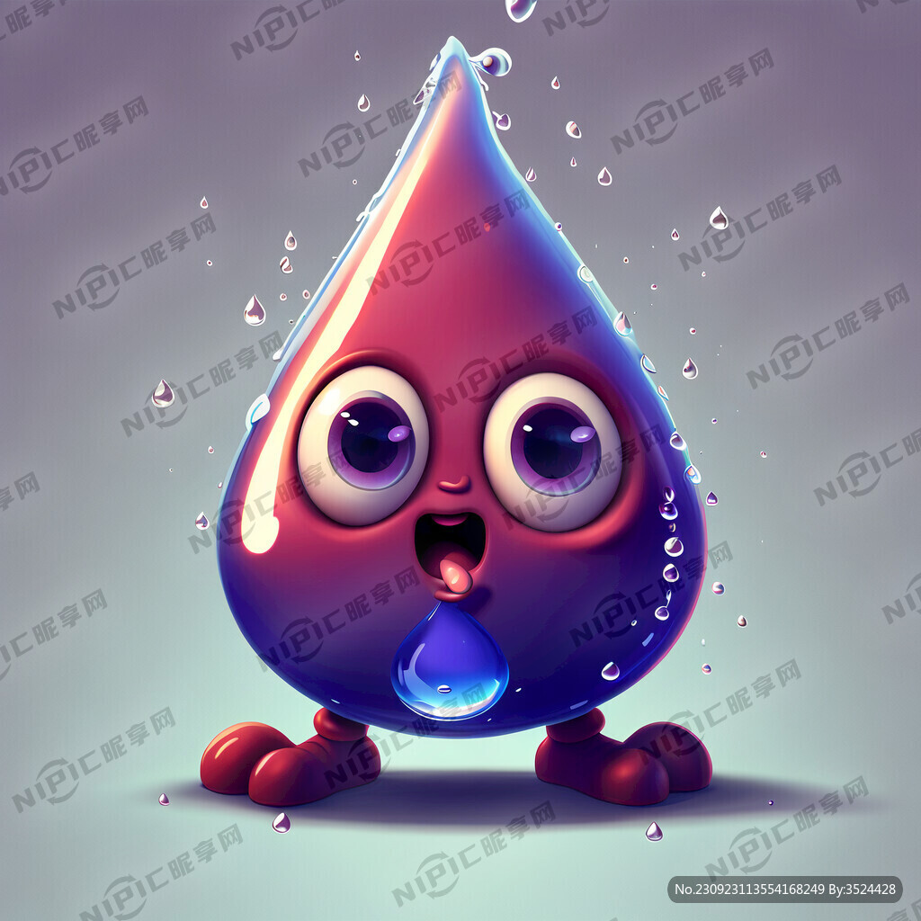 卡通水滴人物温馨提示