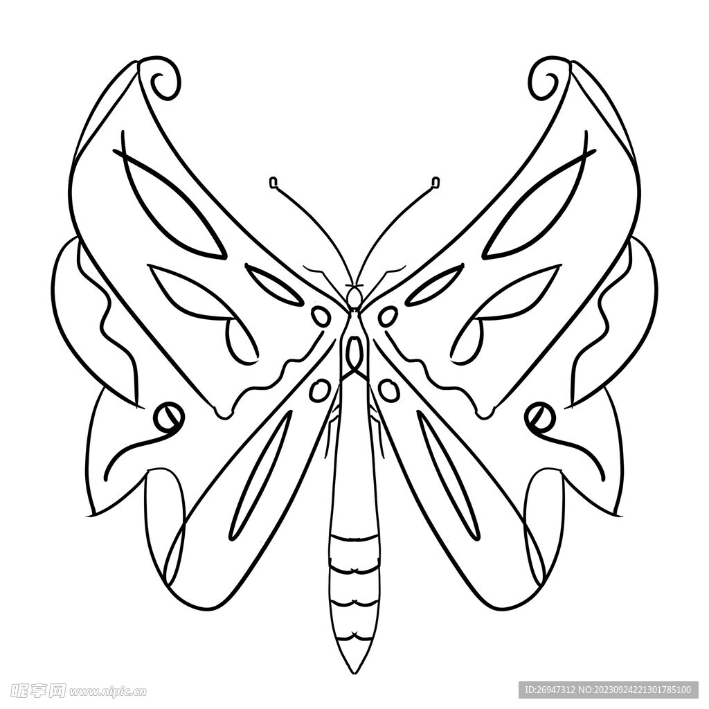 线稿画蝴蝶几何填色画