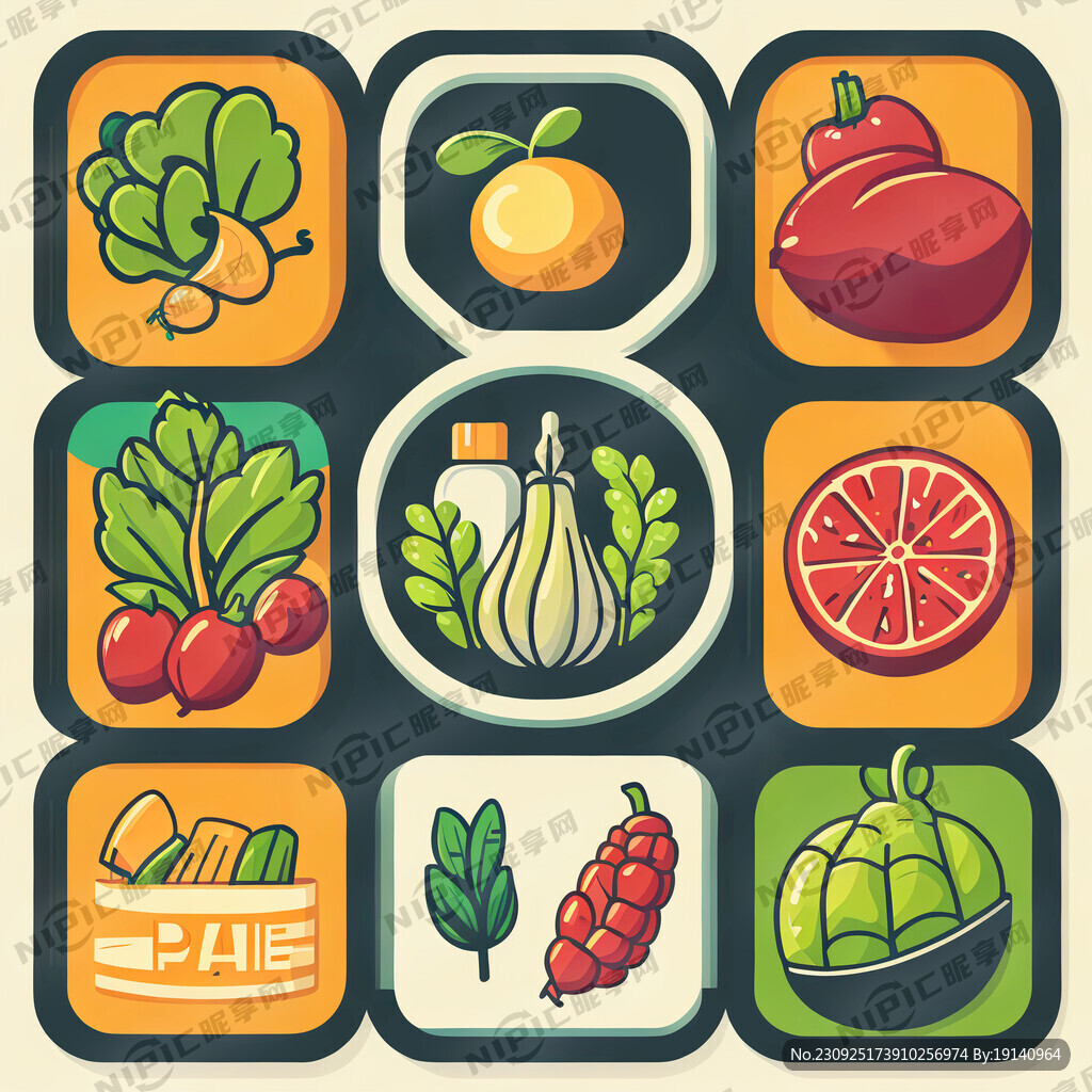 设计农产品相关的图标 线条