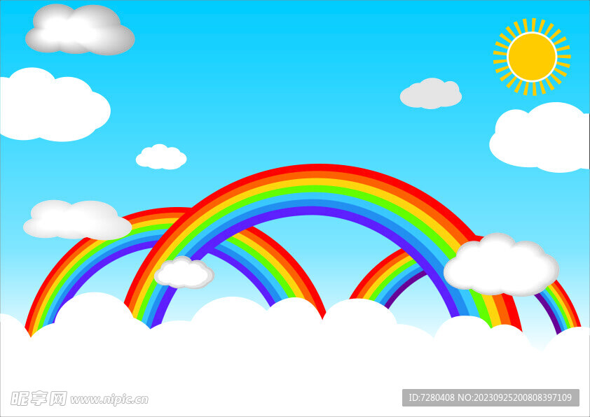 彩虹白云素材