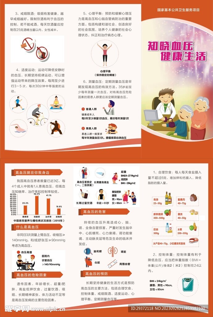 知晓血压健康生活高血压三折页