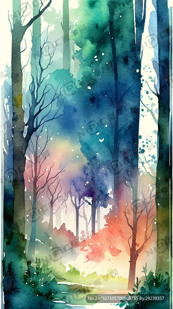 水彩梦幻森林右边治愈