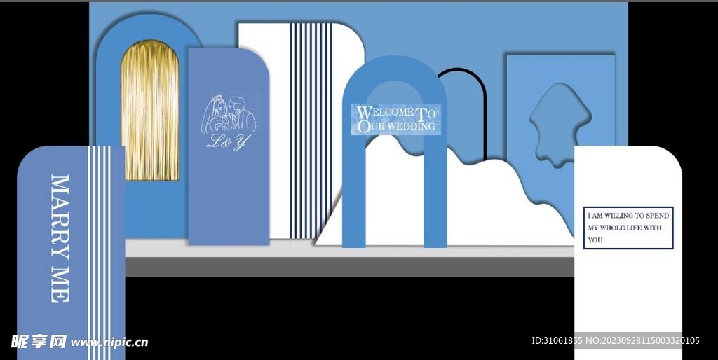 雾霾蓝婚礼主题背景 