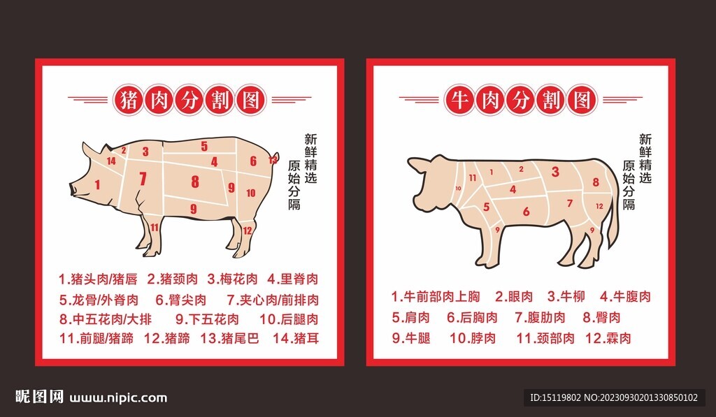 猪肉牛肉分割图