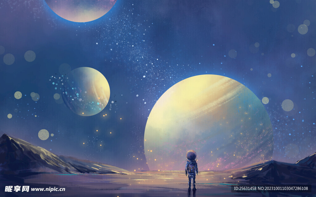 星空下的人科技背景